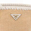 PRADA Shoulder Bag Saffiano leather Raffia Beige Gold Auth 155954SAM-18