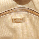 PRADA Shoulder Bag Saffiano leather Raffia Beige Gold Auth 155954SAM-19