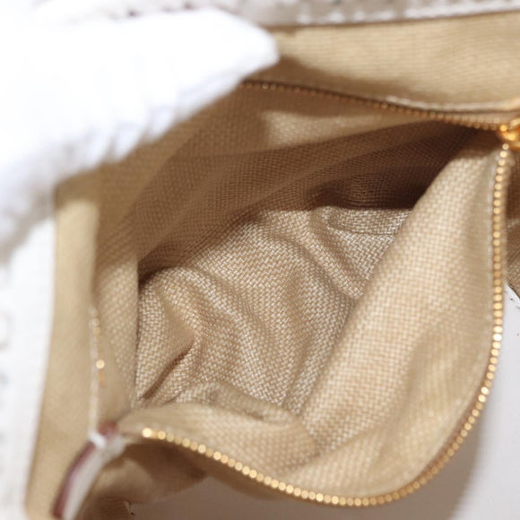 PRADA Shoulder Bag Saffiano leather Raffia Beige Gold Auth 155954SAM