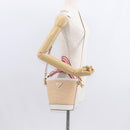 PRADA Shoulder Bag Saffiano leather Raffia Beige Gold Auth 155954SAM-26