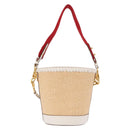 PRADA Shoulder Bag Saffiano leather Raffia Beige Gold Auth 155954SAM-3