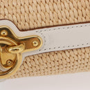 PRADA Shoulder Bag Saffiano leather Raffia Beige Gold Auth 155954SAM-6