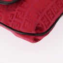 FENDI Zucchino Canvas Schultertasche Rot Silber Original 155957V-9