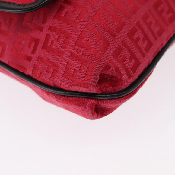 FENDI Zucchino Canvas Schultertasche Rot Silber Original 155957V