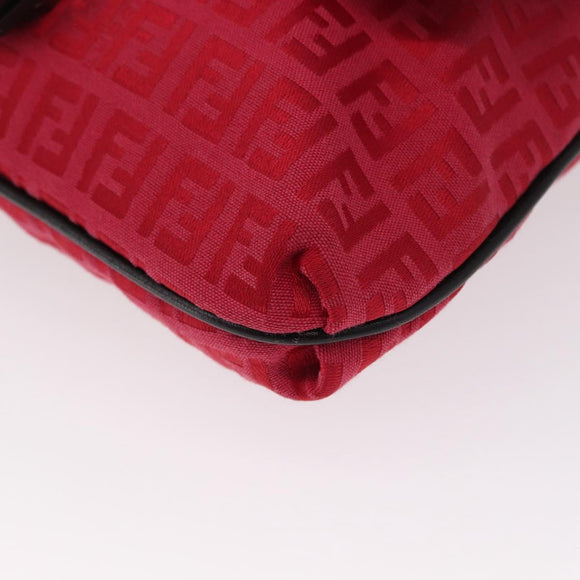 FENDI Zucchino Canvas Schultertasche Rot Silber Original 155957V