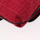 FENDI Zucchino Canvas Schultertasche Rot Silber Original 155957V-16