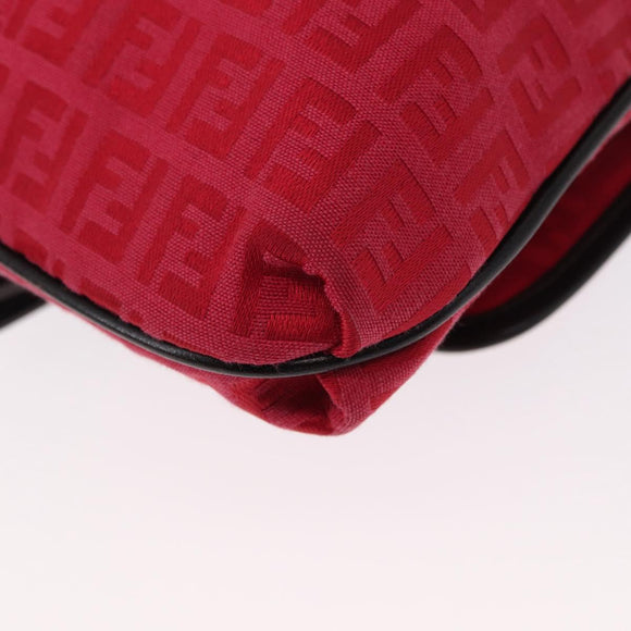 FENDI Zucchino Canvas Schultertasche Rot Silber Original 155957V