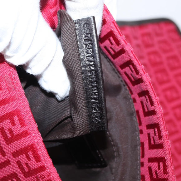 FENDI Zucchino Canvas Schultertasche Rot Silber Original 155957V