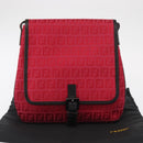 FENDI Zucchino Canvas Schultertasche Rot Silber Original 155957V-12