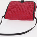 FENDI Zucchino Canvas Schultertasche Rot Silber Original 155957V-6