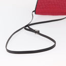 FENDI Zucchino Canvas Shoulder Bag Red Silver Auth 155957V-7