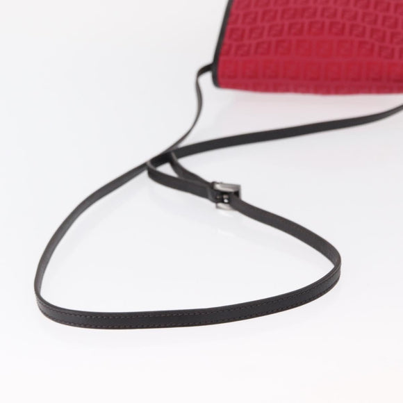 FENDI Zucchino Canvas Schultertasche Rot Silber Original 155957V