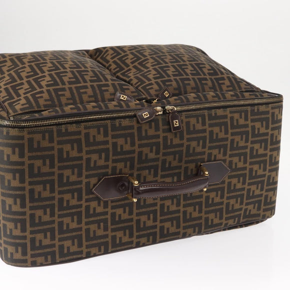 FENDI Carry Case Zucca Canvas Trunk Black Brown Auth 155959SAV