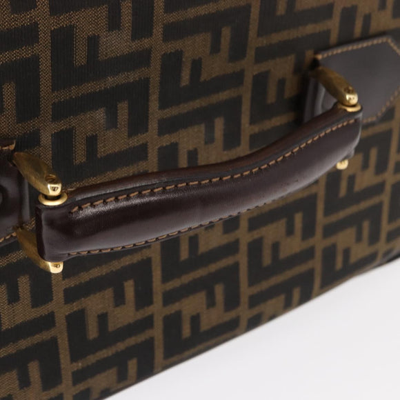 FENDI Carry Case Zucca Canvas Trunk Black Brown Auth 155959SAV