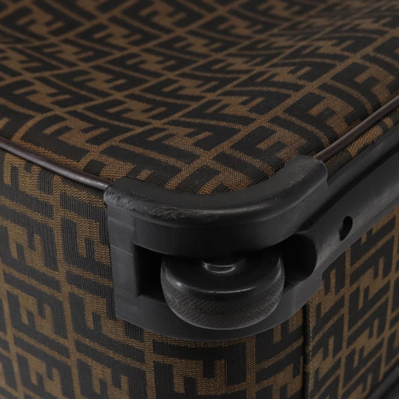 FENDI Carry Case Zucca Canvas Trunk Black Brown Auth 155959SAV