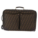 FENDI Carry Case Zucca Canvas Trunk Black Brown Auth 155959SAV-13