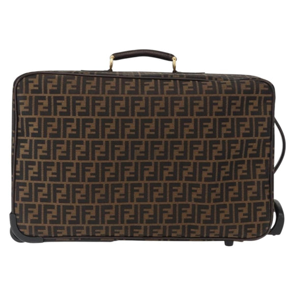 FENDI Carry Case Zucca Canvas Trunk Black Brown Auth 155959SAV