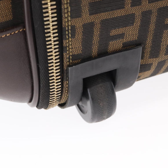 FENDI Carry Case Zucca Canvas Trunk Black Brown Auth 155959SAV
