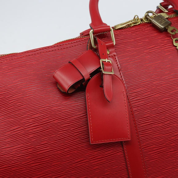LOUIS VUITTON Epi Keepall 55 Boston Bag Red M42957 LV Auth 155970