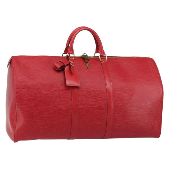 LOUIS VUITTON Epi Keepall 55 Boston Bag Red M42957 LV Auth 155970