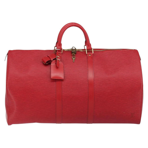 LOUIS VUITTON Epi Keepall 55 Boston Bag Red M42957 LV Auth 155970