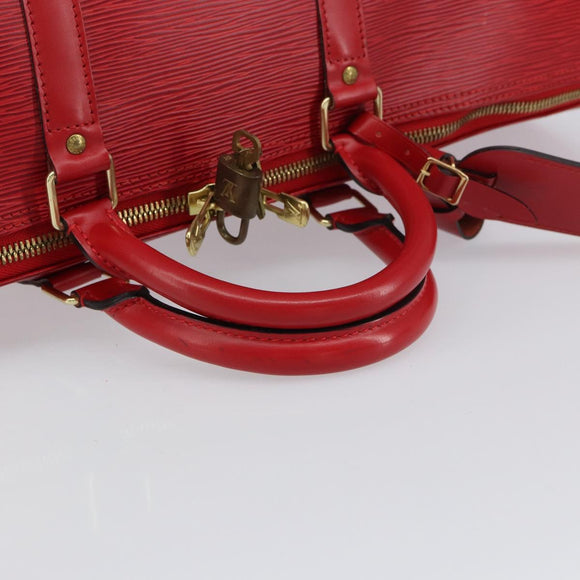 LOUIS VUITTON Epi Keepall 55 Boston Bag Red M42957 LV Auth 155970