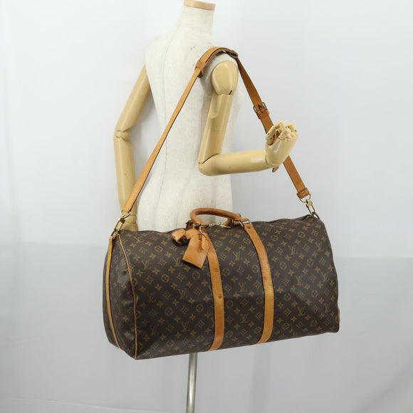 LOUIS VUITTON Monogram Keepall Bandouliere 55 Boston Bag M41414 LV Auth 155996