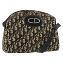 Christian Dior Trotter Canvas Shoulder Bag Black Gold Auth 155999-1