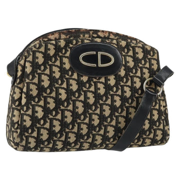 Christian Dior Trotter Canvas Shoulder Bag Black Gold Auth 155999