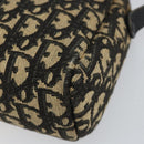 Christian Dior Trotter Canvas Shoulder Bag Black Gold Auth 155999-9