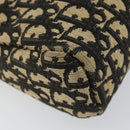 Christian Dior Trotter Canvas Shoulder Bag Black Gold Auth 155999-14