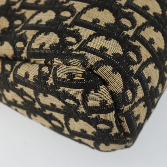 Christian Dior Trotter Canvas Shoulder Bag Black Gold Auth 155999