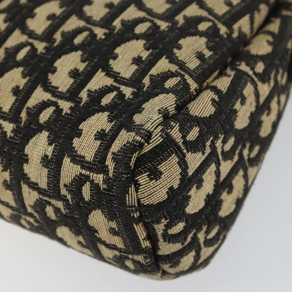 Christian Dior Trotter Canvas Shoulder Bag Black Gold Auth 155999