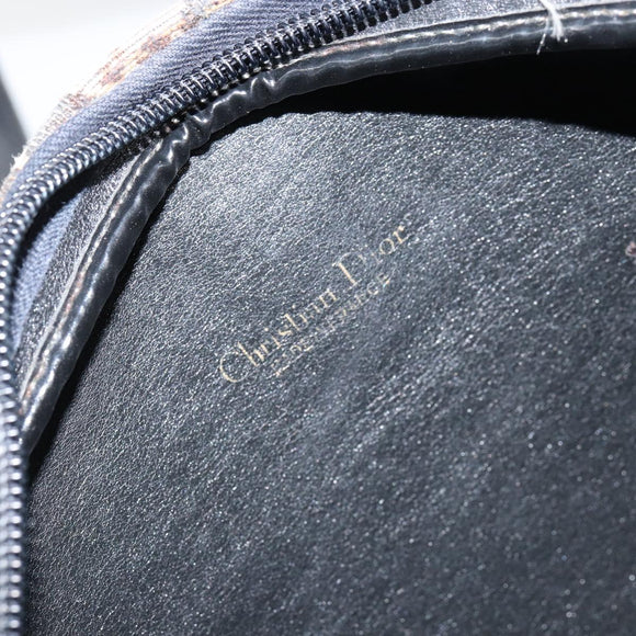 Christian Dior Trotter Canvas Shoulder Bag Black Gold Auth 155999