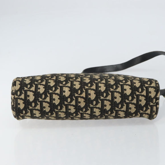 Christian Dior Trotter Canvas Shoulder Bag Black Gold Auth 155999