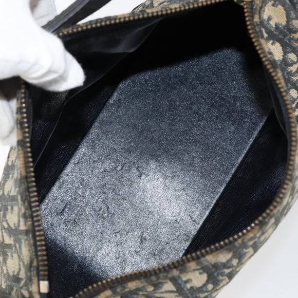 Christian Dior Trotter Canvas Shoulder Bag Navy Gold Auth 156001