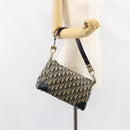 Christian Dior Trotter Canvas Shoulder Bag Navy Gold Auth 156001-19