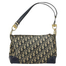 Christian Dior Trotter Canvas Shoulder Bag Navy Gold Auth 156001-3