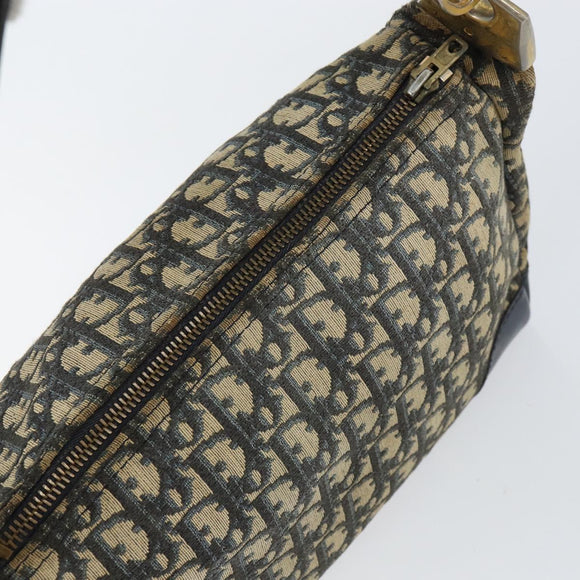 Christian Dior Trotter Canvas Shoulder Bag Navy Gold Auth 156001