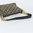 Christian Dior Trotter Canvas Shoulder Bag Navy Gold Auth 156001-7