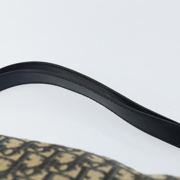 Christian Dior Trotter Canvas Shoulder Bag Navy Gold Auth 156001