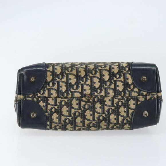 Christian Dior Trotter Canvas Shoulder Bag Navy Gold Auth 156001