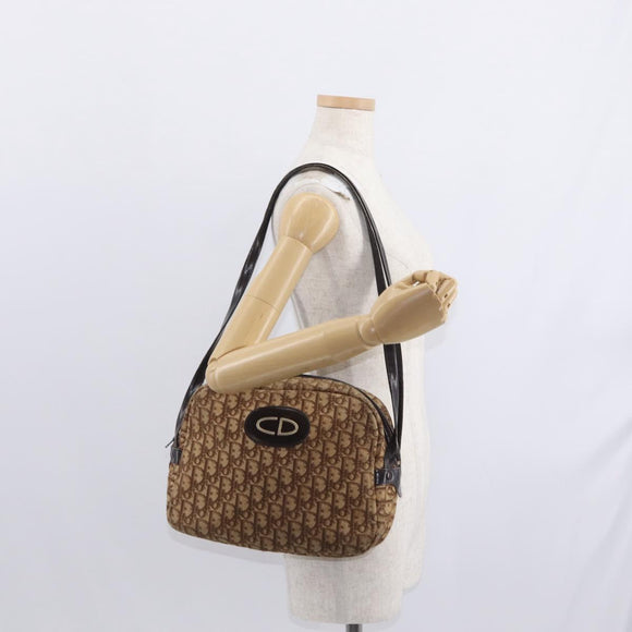Christian Dior Trotter Canvas Shoulder Bag Brown Auth 156003