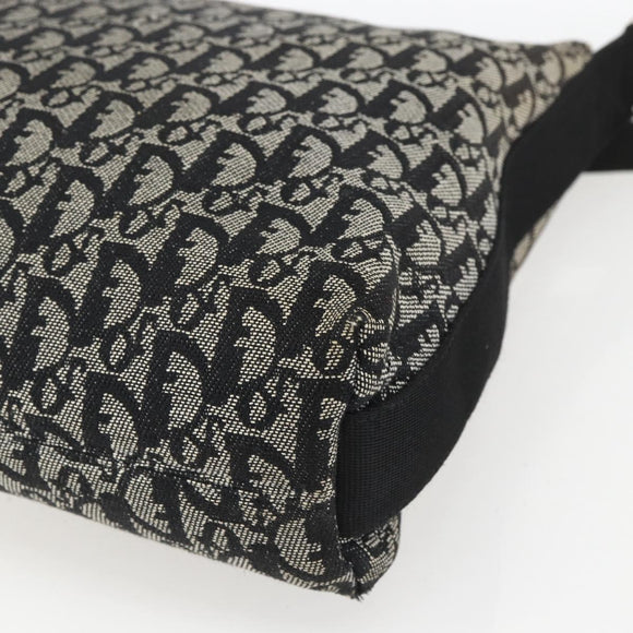 Christian Dior Trotter Canvas Shoulder Bag Black Silver Auth 156004