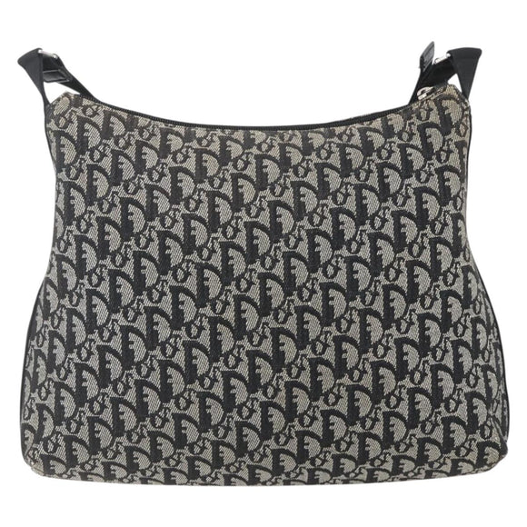 Christian Dior Trotter Canvas Shoulder Bag Black Silver Auth 156004
