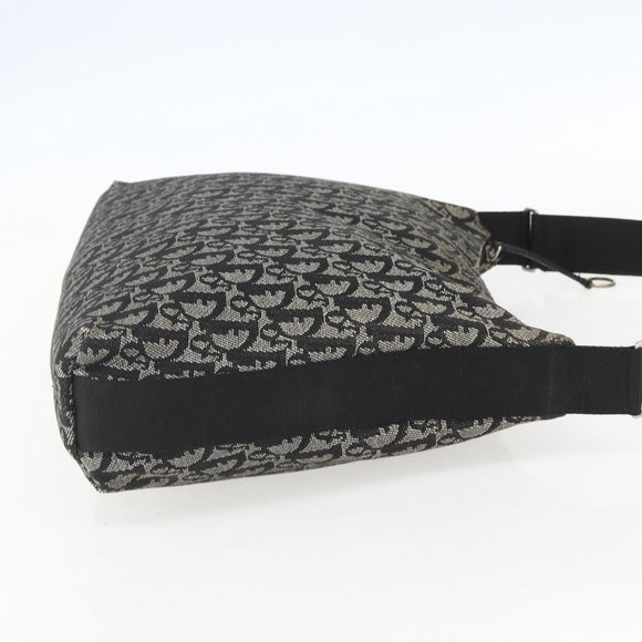 Christian Dior Trotter Canvas Shoulder Bag Black Silver Auth 156004