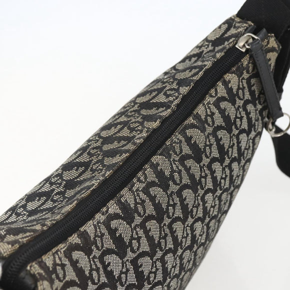 Christian Dior Trotter Canvas Shoulder Bag Black Silver Auth 156004