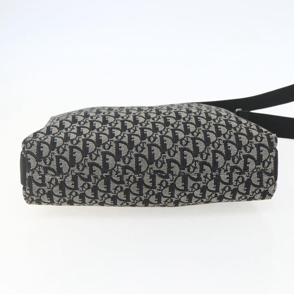 Christian Dior Trotter Canvas Shoulder Bag Black Silver Auth 156004