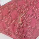Christian Dior Canage Hand Bag Coated Canvas Pink Silver Auth 156007-11