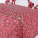 Christian Dior Canage Hand Bag Coated Canvas Pink Silver Auth 156007-12
